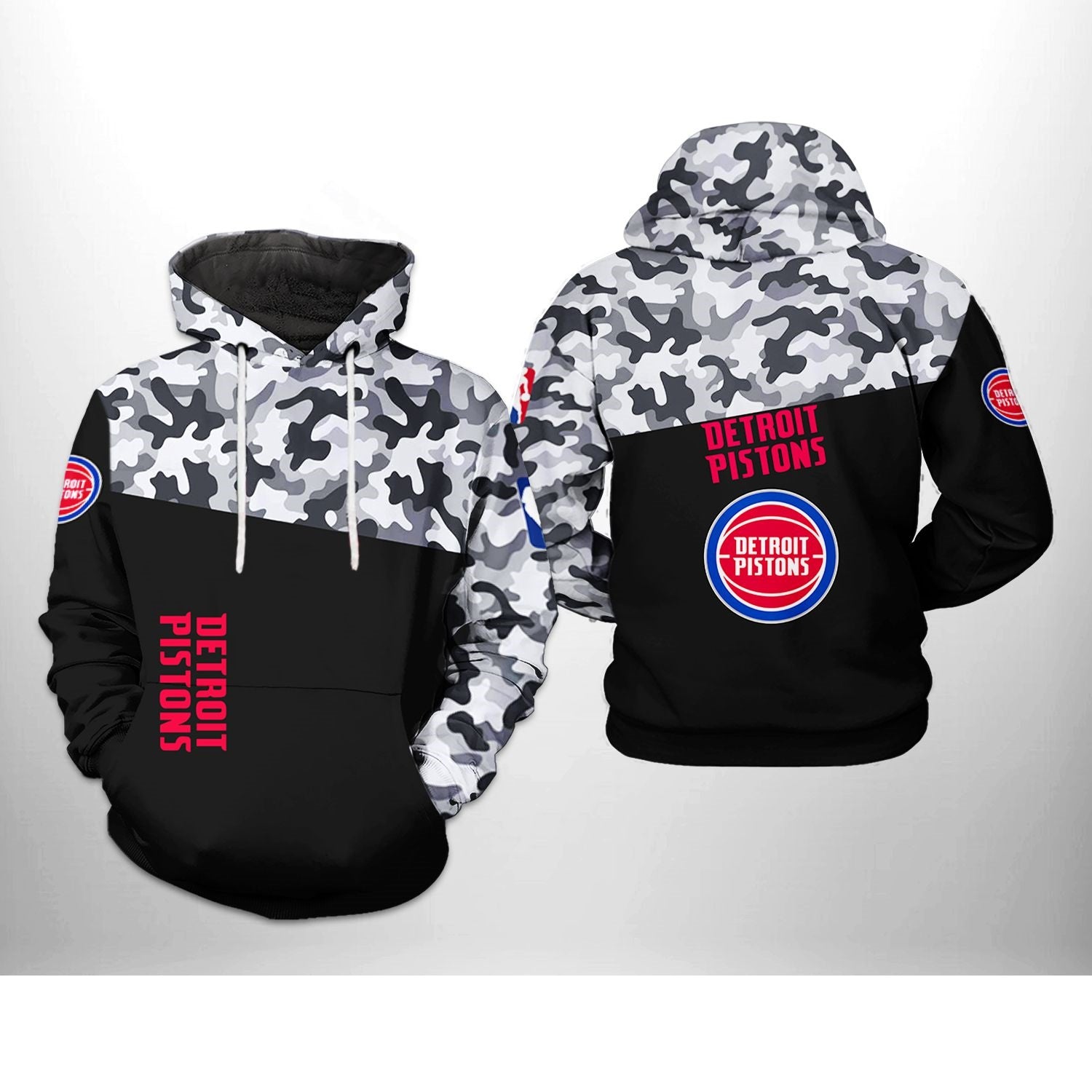 Men's Detroit Pistons Black Camo Pullover Hoodie – Official Nba Sweatshirt